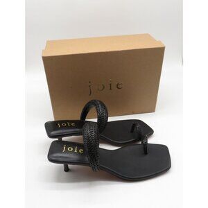 Joie Women's Black Woven Strap Leather Kitten Heel Sandals Size 9 NEW
